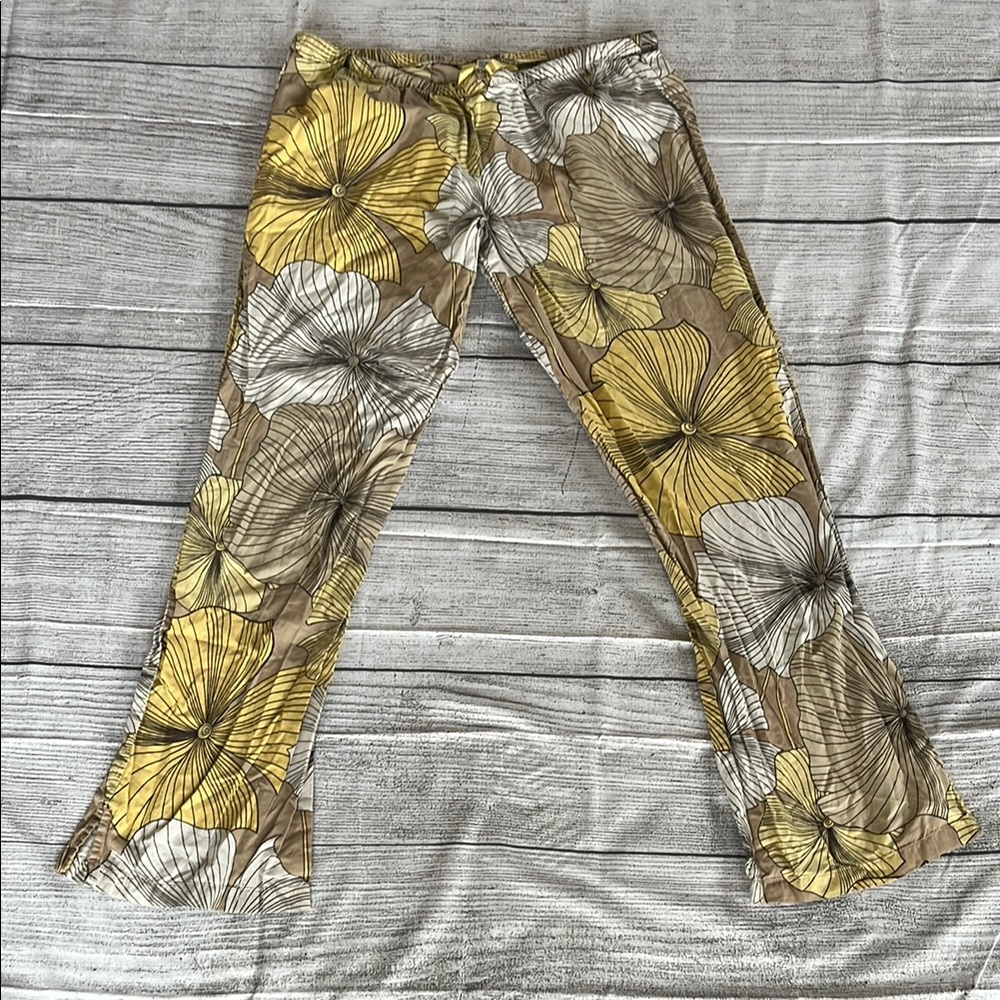 Old Navy Yellow and Brown Floral Pajama Pants
